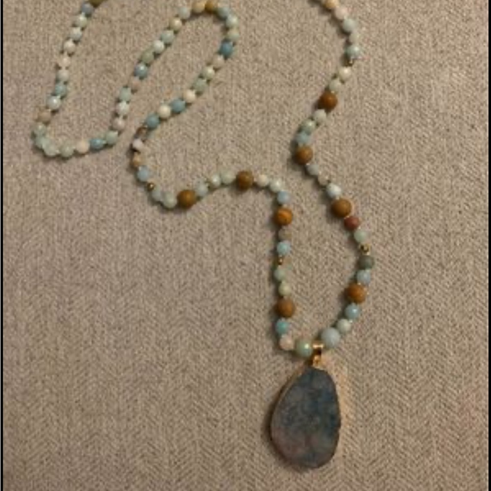 Beaded Druzy Necklace